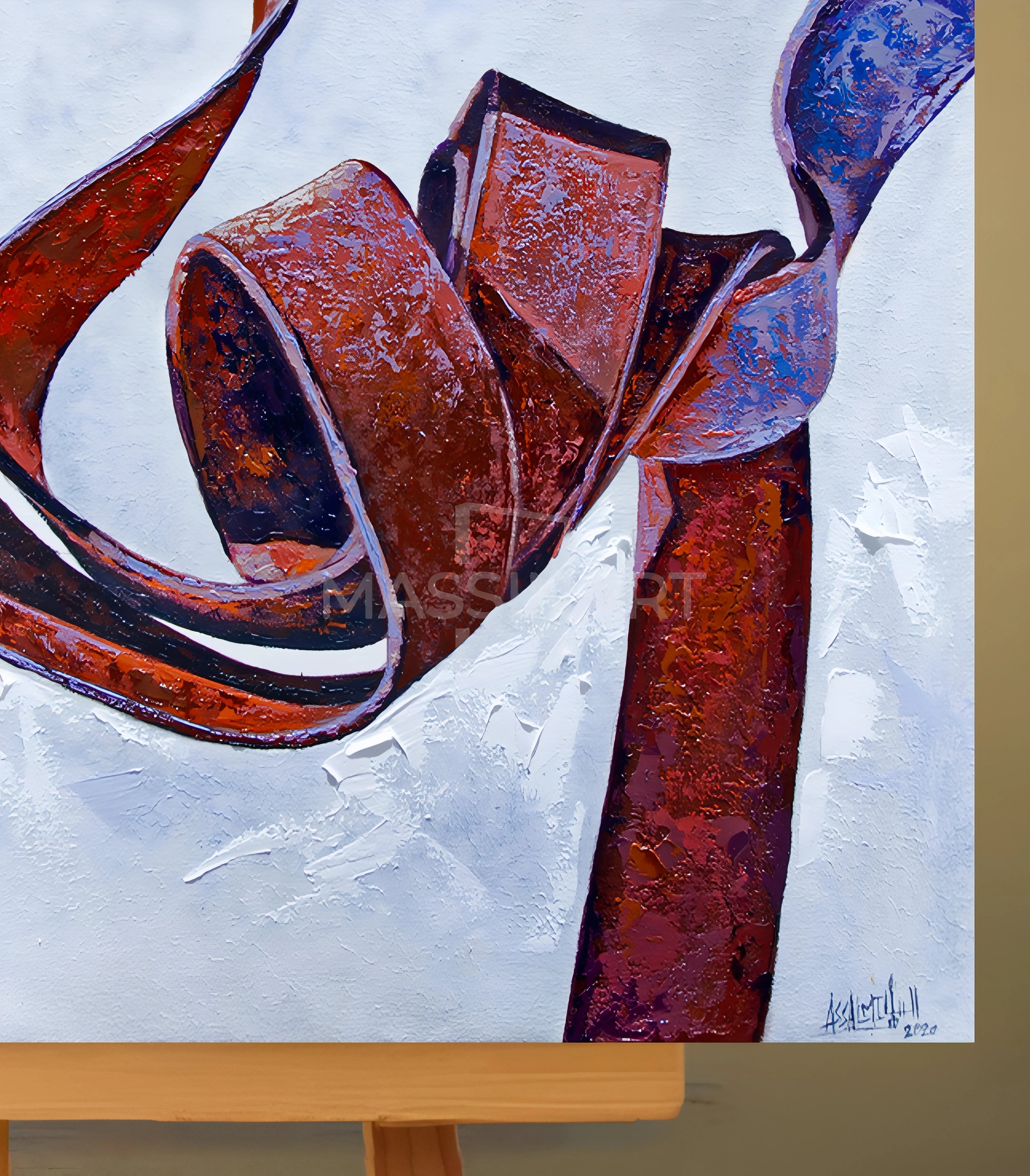 Nœud rouillé I - signé par l'artiste Mohamed Assalmi.